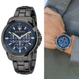 Maserati Successo Chronograph Blue Dial Black Steel Strap Watch For Men - R8873621005 Authentic Buy Shop Now