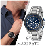 Maserati Traguardo Chronograph 45mm Blue Dial Stainless Steel Watch For Men - R8873612014 Authentic Buy Shop Now