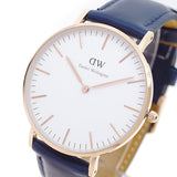 Daniel Wellington Classic Somerset White Dial Blue Leather Strap Watch For Women - DW00100123 Authentic Buy Shop Now
