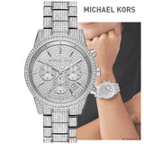 Michael Kors Ritz Chronograph Crystals Silver Dial Silver Steel Strap Watch for Women - MK6746 Authentic Buy Shop Now