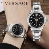 Versace Hellenyium Black Dial Silver Steel Strap Watch for Women - V12020015 Authentic Buy Shop Now