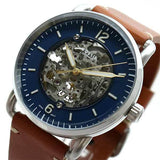 Fossil Commuter Automatic Skeleton Blue Dial Brown Leather Strap Watch for Men - ME3159 Authentic Buy Shop Now