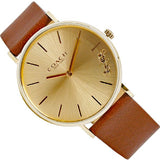 Coach Perry Gold Dial Brown Leather Strap Watch for Women - 14503331 Authentic Buy Shop Now