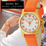 Marc Jacobs Henry Dinky White Dial Orange Leather Strap Watch for Women - MBM1236 Authentic Buy Shop Now