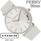 Coach Perry Silver DIal White Leather Strap Watch for Women - 14503116 Authentic Buy Shop Now