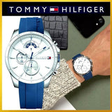 Tommy Hilfiger Decker Quartz White Dial Blue Rubber Strap Watch for Men - 1791349 Authentic Buy Shop Now