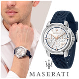 Maserati Successo Chronograph White Dial Blue Rubber Strap Watch For Men - R8871621013 Authentic Buy Shop Now