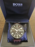 Hugo Boss Aeroliner Maxx Black Dial Brown Leather Strap Watch For Men - 1513079 Authentic Buy Shop Now
