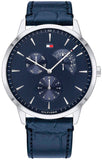 Tommy Hilfiger Brad Chronograph Quartz Blue Dial Blue Leather Strap Watch For Men - 1710387 Authentic Buy Shop Now
