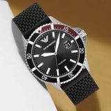 Emporio Armani Diver Black Dial Black Silicon Strap Watch for Men - AR11341 Authentic Buy Shop Now