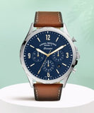 Fossil Forrester Chronograph Blue Dial Brown Leather Strap Watch for Men - S5607 Authentic Buy Shop Now