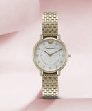Emporio Armani Dress Analog Mother of Pearl Dial Gold Steel Strap Watch For Women - AR11007 Authentic Buy Shop Now