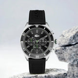 Lacoste Tiebreaker Chronograph Black Dial Black Silicone Strap Watch for Men - 2011152 Authentic Buy Shop Now