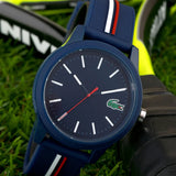 Lacoste 12.12 Blue Dial Two Tone Silicon Strap Watch for Men - 2011070 Authentic Buy Shop Now