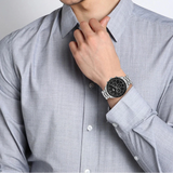 Lacoste Boston Chronograph Black Dial Silver Steel Strap Watch for Men - 2011079 Authentic Buy Shop Now