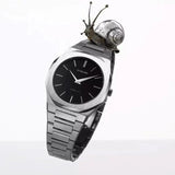 D1 Milano Ultra Thin Matte Black Dial Silver Steel Strap Watch for Men - D1-UTBJ40 Authentic Buy Shop Now