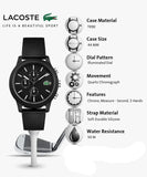Lacoste 12.12 Chronograph Black Dial Black Silicone Strap Watch for Men - 2010972 Authentic Buy Shop Now