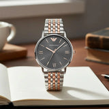 Emporio Armani Kappa Gray Dial Two Tone Steel Strap Watch for Men - AR11121 Authentic Buy Shop Now