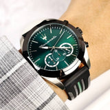Maserati Traguardo Chronograph Green Dial Black Silicone Strap Watch For Men - R8871612043 Authentic Buy Shop Now