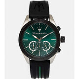 Maserati Traguardo Chronograph Green Dial Black Silicone Strap Watch For Men - R8871612043 Authentic Buy Shop Now