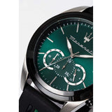 Maserati Traguardo Chronograph Green Dial Black Silicone Strap Watch For Men - R8871612043 Authentic Buy Shop Now