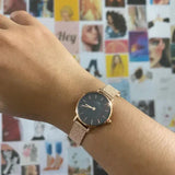 Daniel Wellington Petite Pressed Melrose Black Dial Rose Gold Mesh Strap Watch For Women - DW00100440 Authentic Buy Shop Now