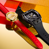 Guess Trend Dragon Gold Dial Red Leather Strap Watch For Women - GW0646L1 Authentic Buy Shop Now