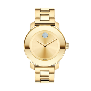 Movado Bold Gold Dial Yellow Gold Steel Strap Watch for Women - 3600104 Authentic Buy Shop Now