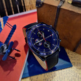 Tommy Hilfiger Parker Chronograph Quartz Blue Dial Blue Leather Strap Watch For Men - 1791839 Authentic Buy Shop Now