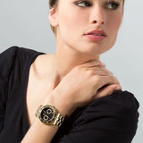 Marc Jacobs Blade Chronograph Black Dial Gold Steel Strap Watch for Women - MBM3309 Authentic Buy Shop Now