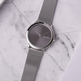 Calvin Klein Minimal Grey Dial Silver Mesh Bracelet Watch for Women - K3M221Y3 Authentic Buy Shop Now