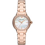Emporio Armani Aira Three Hand Mother of Pearl Dial Rose Gold Steel Strap Watch For Women - AR11523 Authentic Buy Shop Now