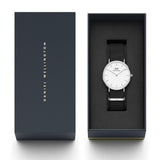 Daniel Wellington Classic Cornwall White Dial Black Nylon Strap Watch For Men - DW00100260 Authentic Buy Shop Now