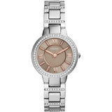 Fossil Virginia Taupe Dial Silver Steel Strap Watch for Women - ES4147 Authentic Buy Shop Now