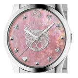 Gucci G Timeless Quartz Mother of Pearl Pink Dial Silver Steel Strap Watch For Women - YA1265013 Authentic Buy Shop Now