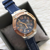 Guess Jet Setter Analog Blue Dial Blue Denim Strap Watch For Women - W0289L1 Authentic Buy Shop Now