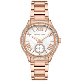 Michael Kors Sage Three-Hand Mother of Pearl White Dial Rose Gold Steel Strap Watch for Women - MK4806 Authentic Buy Shop Now