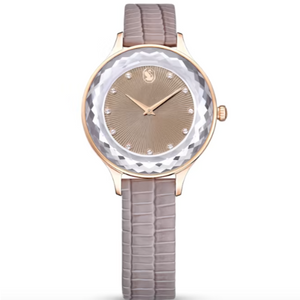 Swarovski Octea Nova Beige Dial Grey Leather Strap Watch for Women - 5649999 Authentic Buy Shop Now