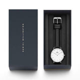 Daniel Wellington Classic Sheffield White Dial Black Leather Strap Watch For Women - DW00100053 Authentic Buy Shop Now
