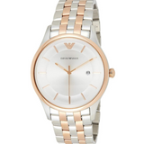 Emporio Armani Lambda Analog Silver Dial Two Tone Steel Strap Watch For Men - AR11044 Authentic Buy Shop Now