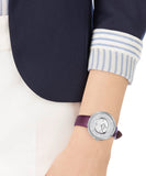Swarovski Crystalline Silver Dial Purple Leather Strap Watch for Women - 5295355 Authentic Buy Shop Now
