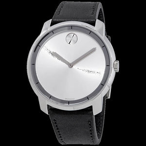 Movado Bold Silver Dial Black Leather Strap Watch For Men - 3600468 Authentic Buy Shop Now