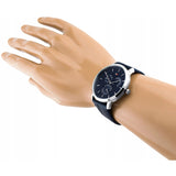 Tommy Hilfiger Brad Chronograph Quartz Blue Dial Blue Leather Strap Watch For Men - 1710387 Authentic Buy Shop Now