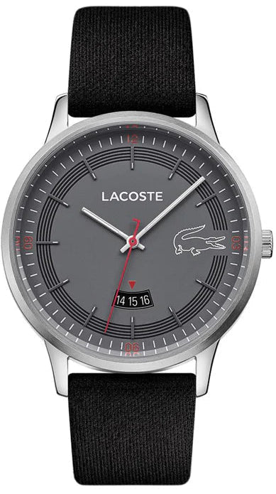 Lacoste Madrid Gray Dial Black Leather Strap Watch for Men - 2011032 Authentic Buy Shop Now