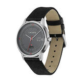 Lacoste Madrid Gray Dial Black Leather Strap Watch for Men - 2011032 Authentic Buy Shop Now