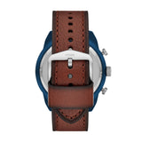 Fossil Bronson Chronograph Luggage Blue Dial Brown Leather Strap Watch for Men - FS5829 Authentic Buy Shop Now