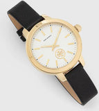 Tory Burch Collins White Dial Black Leather Strap Watch for Women - TBW1205 Authentic Buy Shop Now