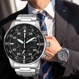 Citizen Eco Drive Chronograph Black Dial Silver Steel Strap Watch For Men - CA0690-88E Authentic Buy Shop Now