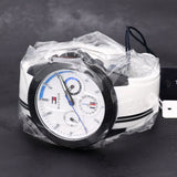 Tommy Hilfiger Aiden Chronograph White Dial White Rubber Strap Watch For Men - 1791862 Authentic Buy Shop Now