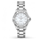 Tag Heuer Aquaracer Diamonds Mother of Pearl White Dial Silver Steel Strap Watch for Women - WBD131C.BA0748 Authentic Buy Shop Now